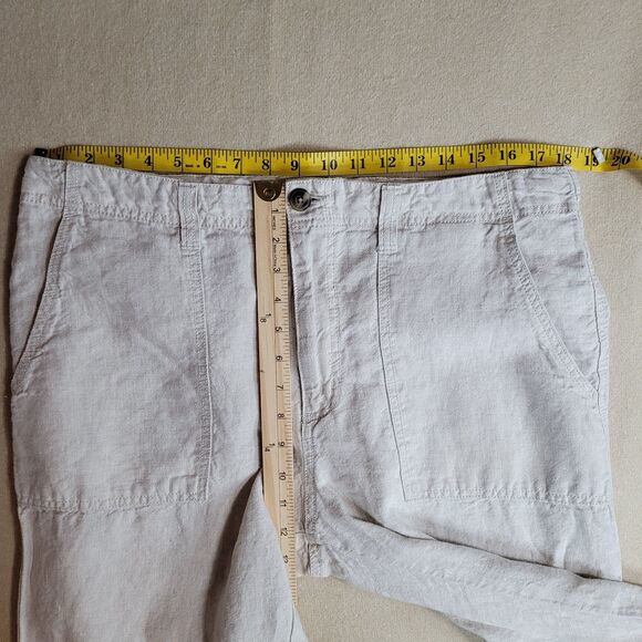 Old Navy 100% Linen Trouser Pants Womens L Beige 4 Pockets Straight Leg 36x32.5 - Picture 3 of 10